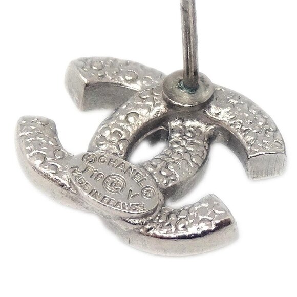 Chanel CC Pierced Earrings Silver Rhinestone F19V 117797 - Picture 4 of 8